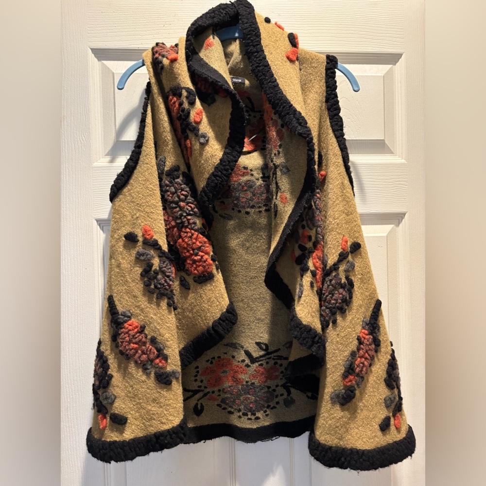 Athena Marie Floral Wool Blend Sweater Vest